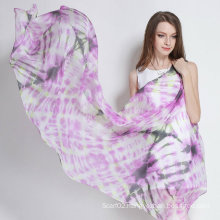 Comfortable and Soft Silk Paj Tie-Dyed Purple Scarf